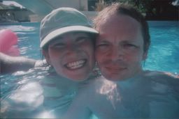 taeko and baz in the pool