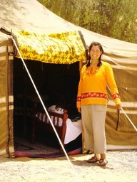 taeko by the tent